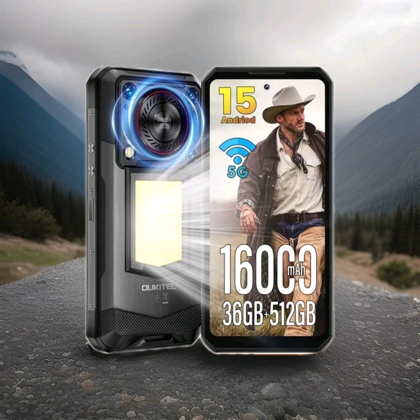 OUKITEL WP56 5G Outdoor Smartphone – 36GB RAM, 512GB Speicher, 16000mAh, 108MP
