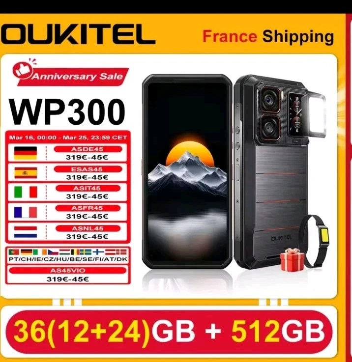 OUKITEL WP300 5G Outdoor Smartphone – 36GB RAM, 512GB Speicher, 120Hz, 108MP
