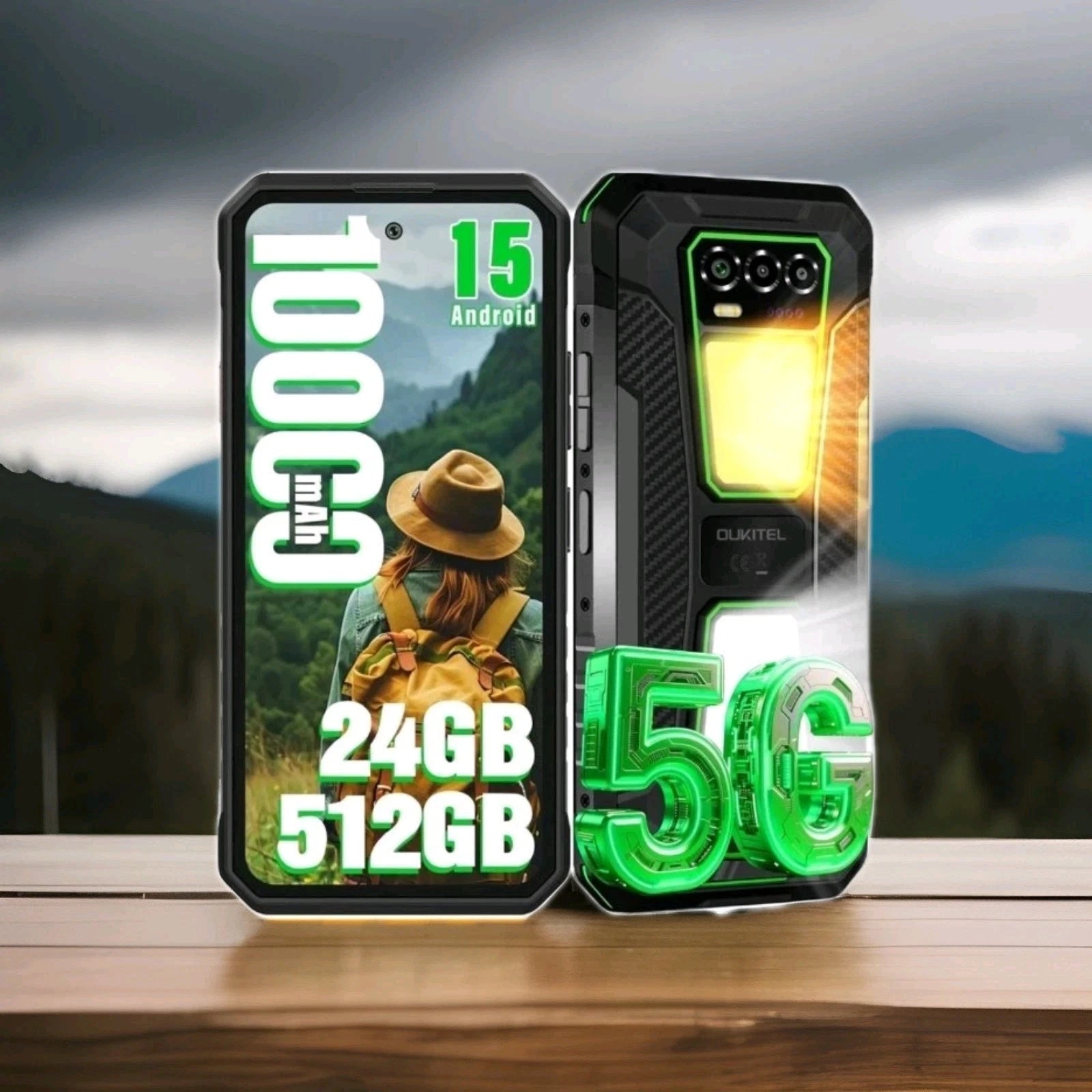 OUKITEL WP58 Pro 5G Outdoor Smartphone – 24GB RAM, 512GB Speicher, 10000mAh, Android 15