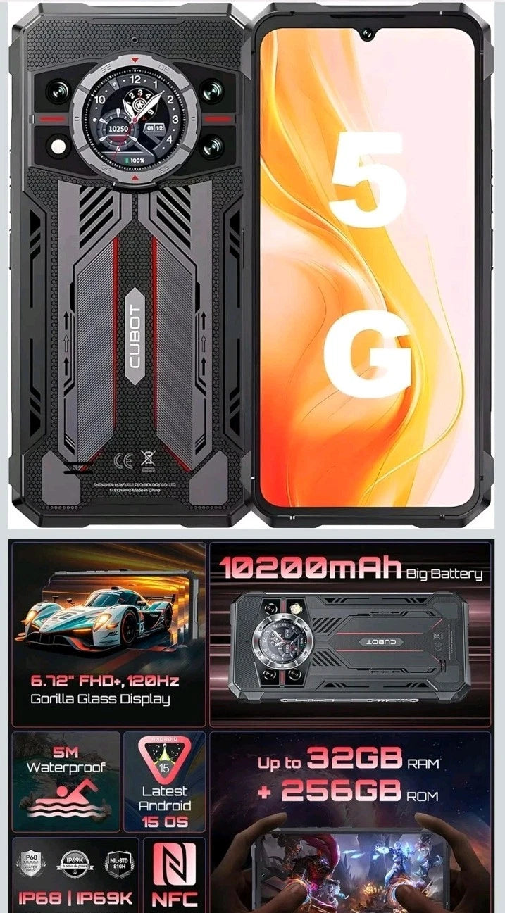 CUBOT KingKong 11 5G Smartphone – 32GB RAM, 256GB Speicher, 108MP, 120Hz Display