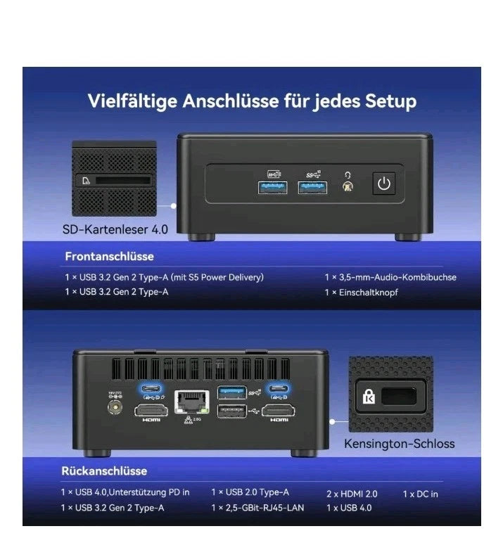 GEEKOM IT15 Mini PC – Intel Core Ultra 9 285H, 32GB RAM, 2TB SSD, Windows 11 Pro (Gebraucht)