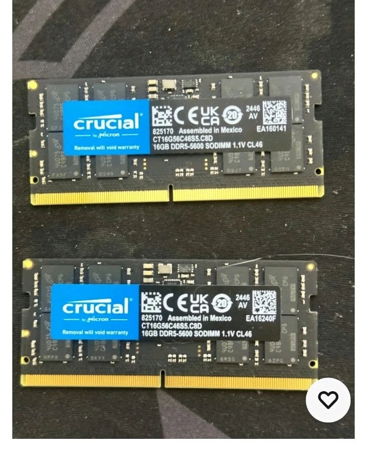 Crucial 32GB DDR5 RAM Kit – 5600MHz SO-DIMM (2x16GB) (Gebraucht)