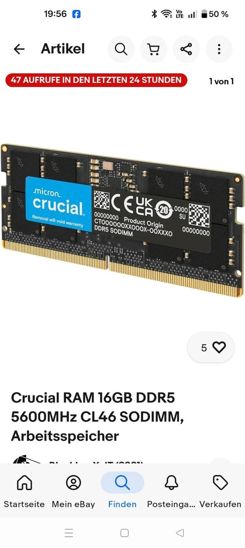 Crucial 32GB DDR5 RAM Kit – 5600MHz SO-DIMM (2x16GB) (Gebraucht)