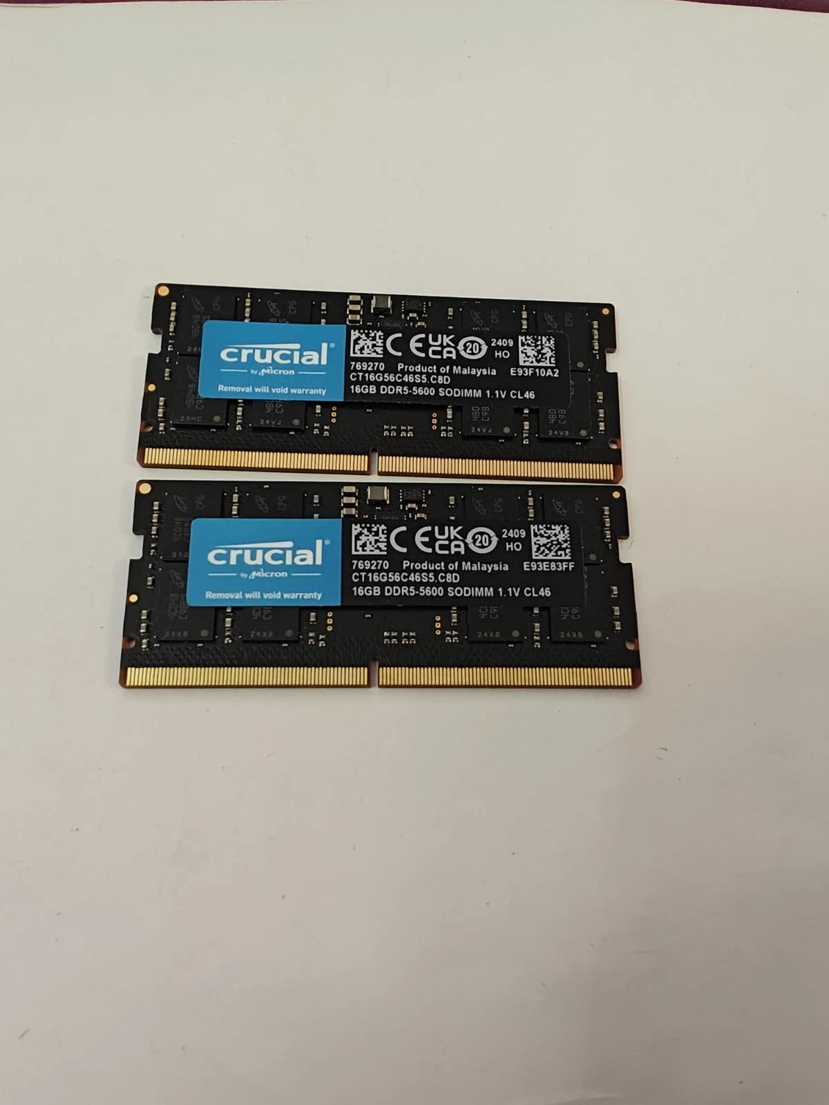 Crucial 32GB DDR5 RAM Kit – 5600MHz SO-DIMM (2x16GB) (Gebraucht)