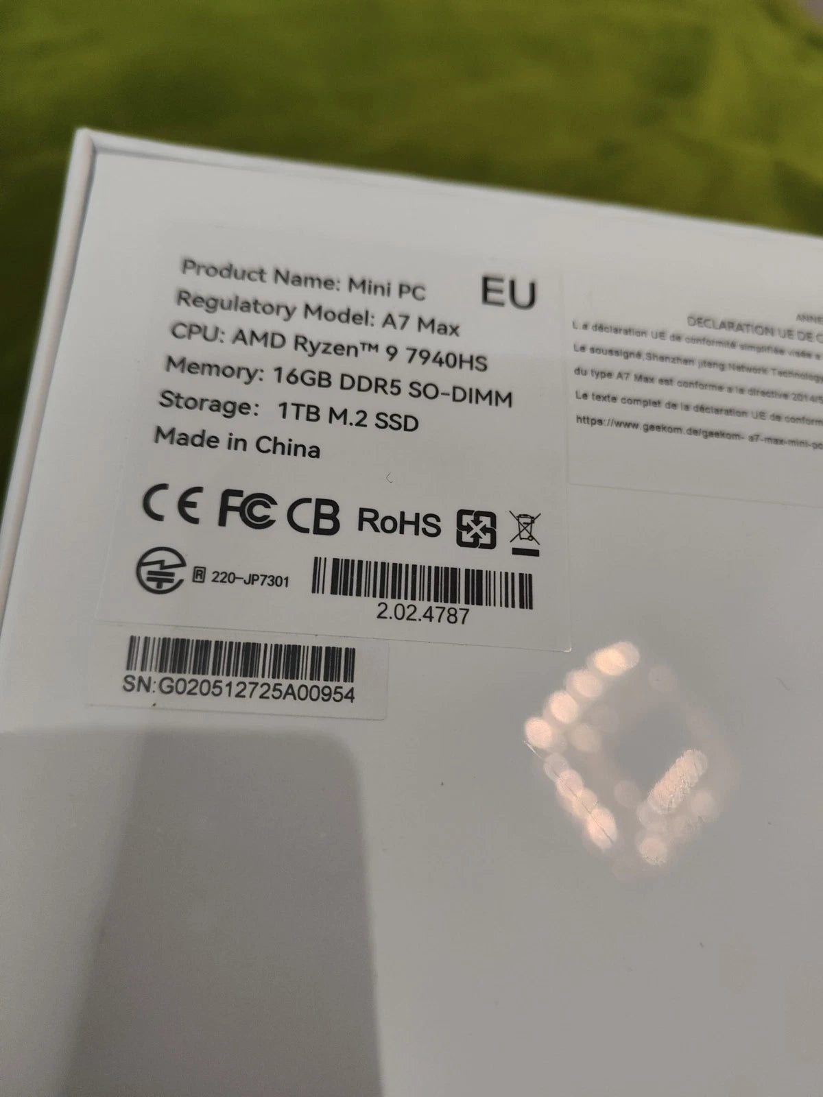 GEEKOM A7 Max Mini PC – Ryzen 9 7940HS, 16GB RAM, 1TB SSD, Windows 11 Pro